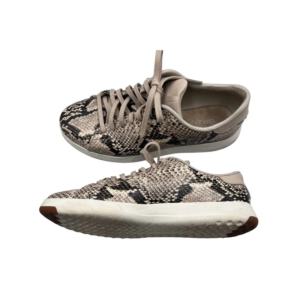 Cole Haan Sneakers Women 8.5 Grey Excellent Snakeskin GrandPro Rally Low Top
